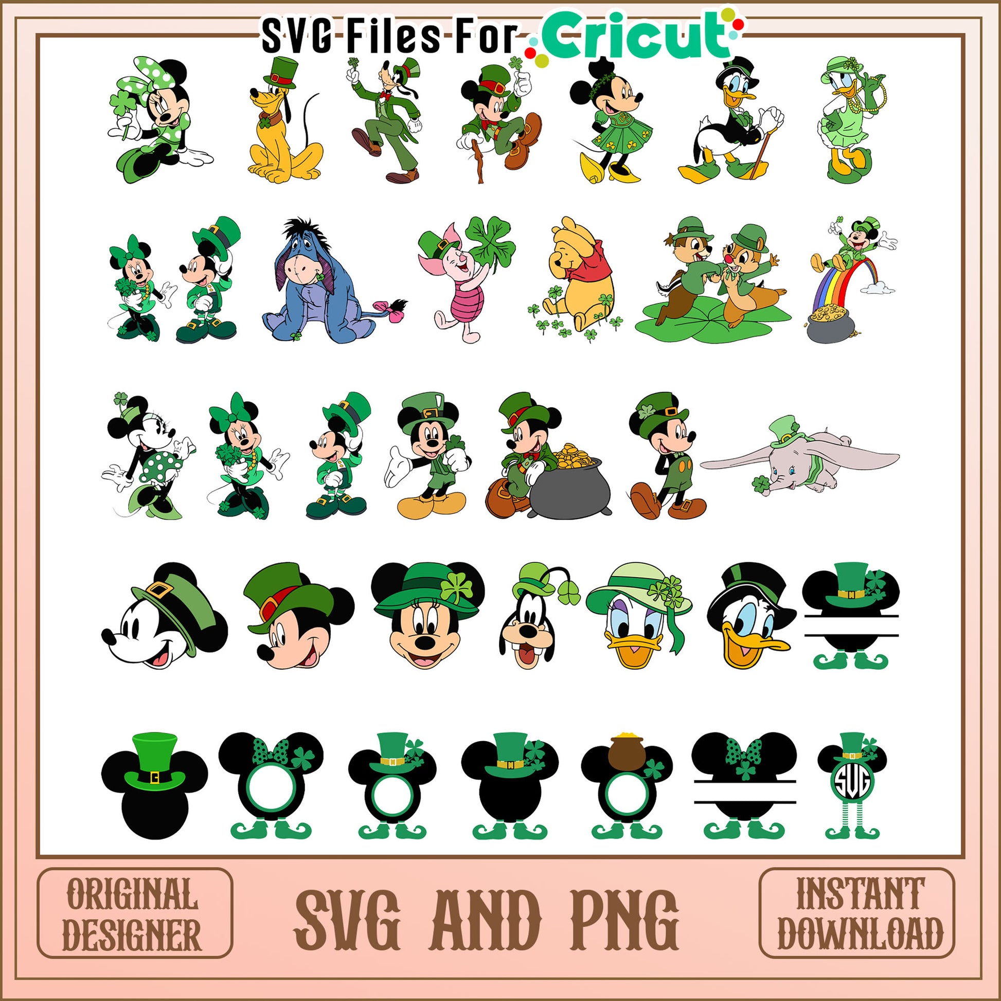 Mickey friends st patrick's day bundle svg, happy st patrick's day​ svg