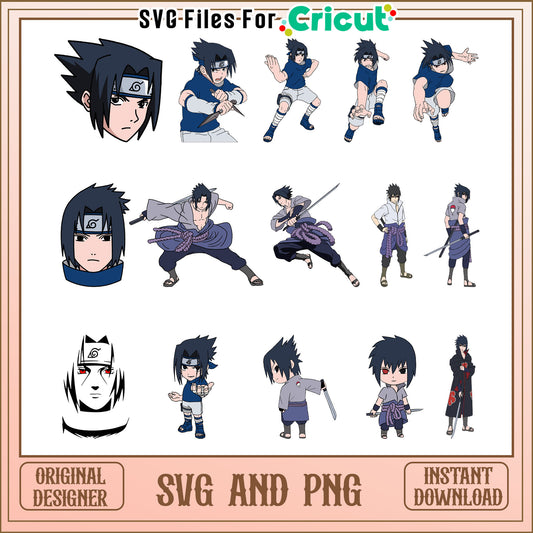 Sasuke uchiha anime bundle svg, uchiha sasuke svg, naruto anime svg