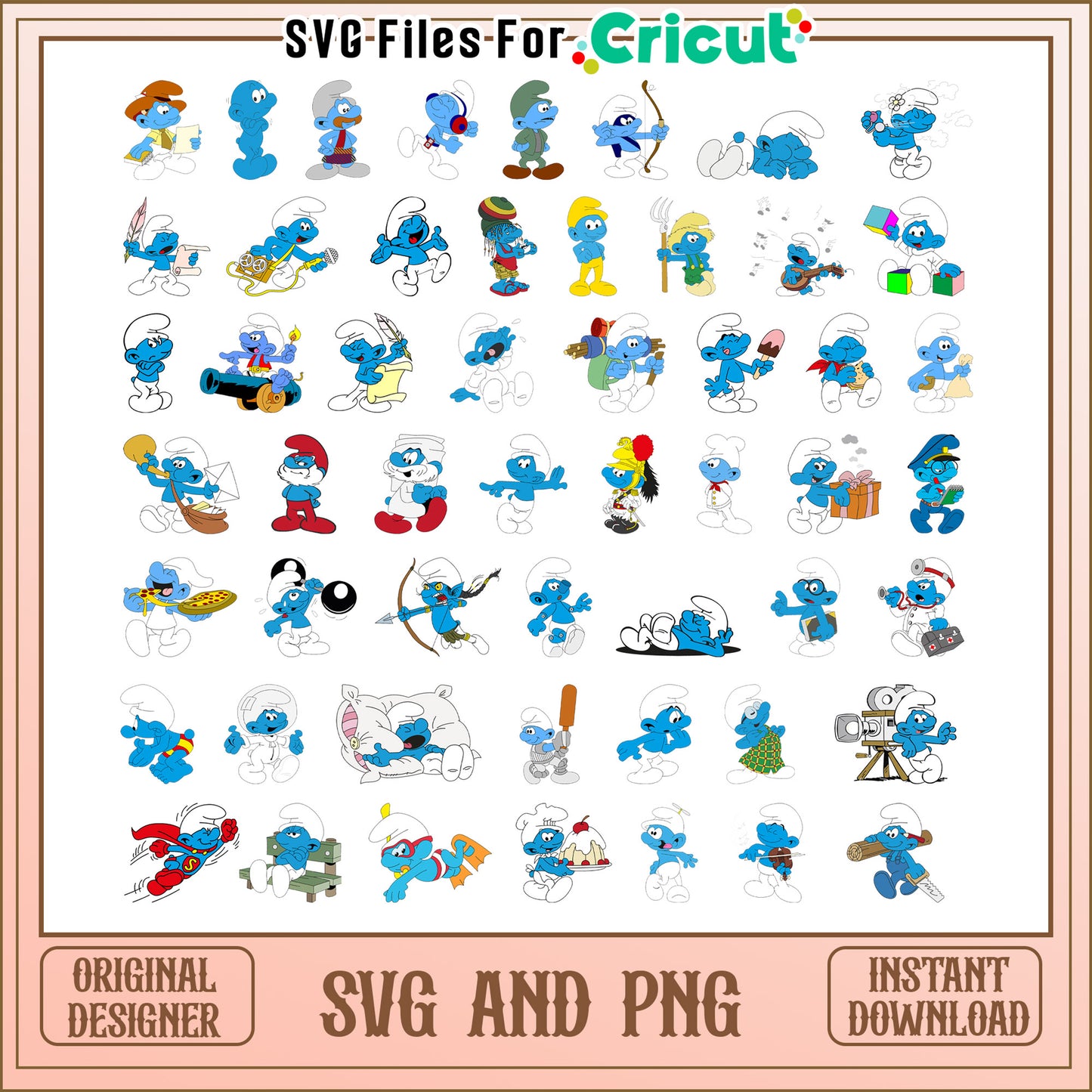 The Smurfs bundle design svg, the smurfs cartoon characters​ svg