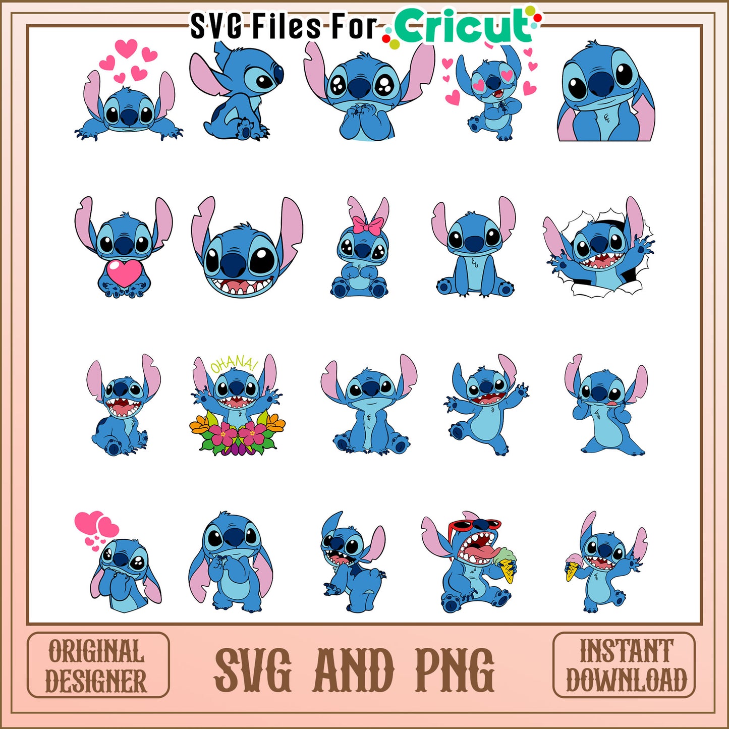 Disney stitch cute design bundle svg, disney lilo and stitch​ svg