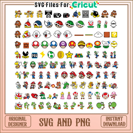 Super mario members bundle svg, super mario bors movie​ svg