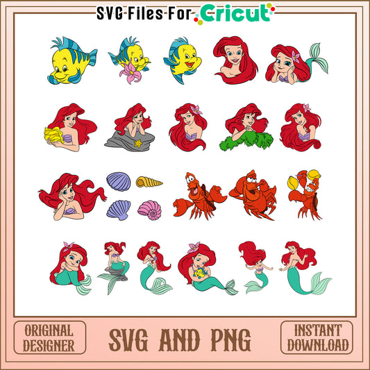 Disney princess ariel bundle svg, ariel the little mermaid​ svg