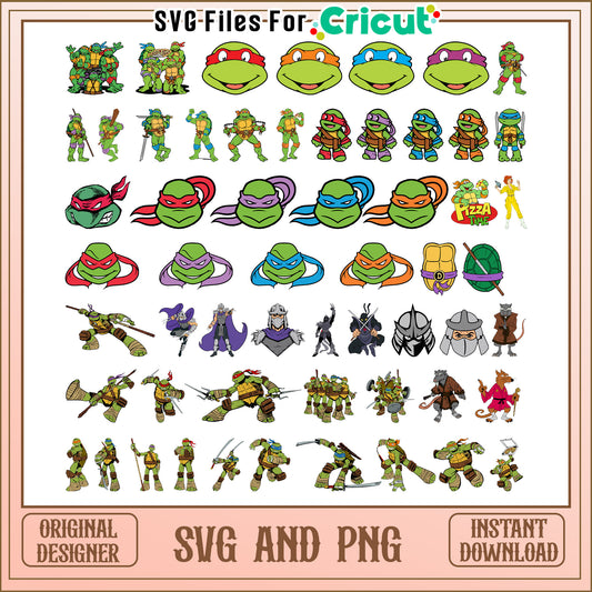 Ninja turtle cartoon bundle svg, teenage mutant ninja turtles​ svg