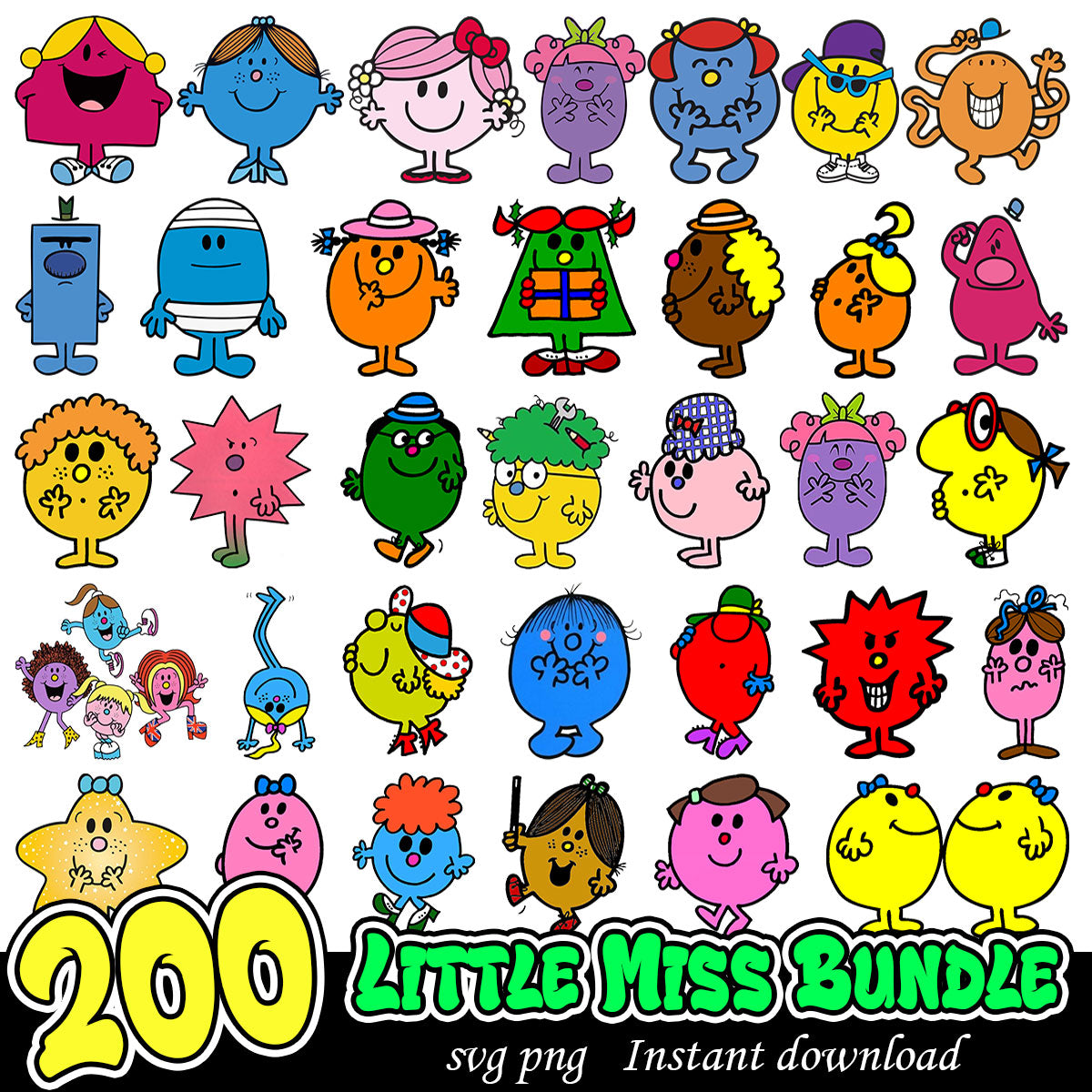 Little Miss Bundle Svg, Little Miss cartoon art svg bundle