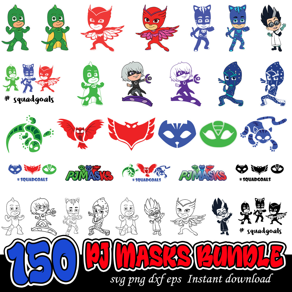 PJ Masks Bundle Files, PJ Masks cartoon svg bundle