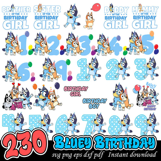 Bluey Birthday Bundle svg, Bluey cartoon svg bundle