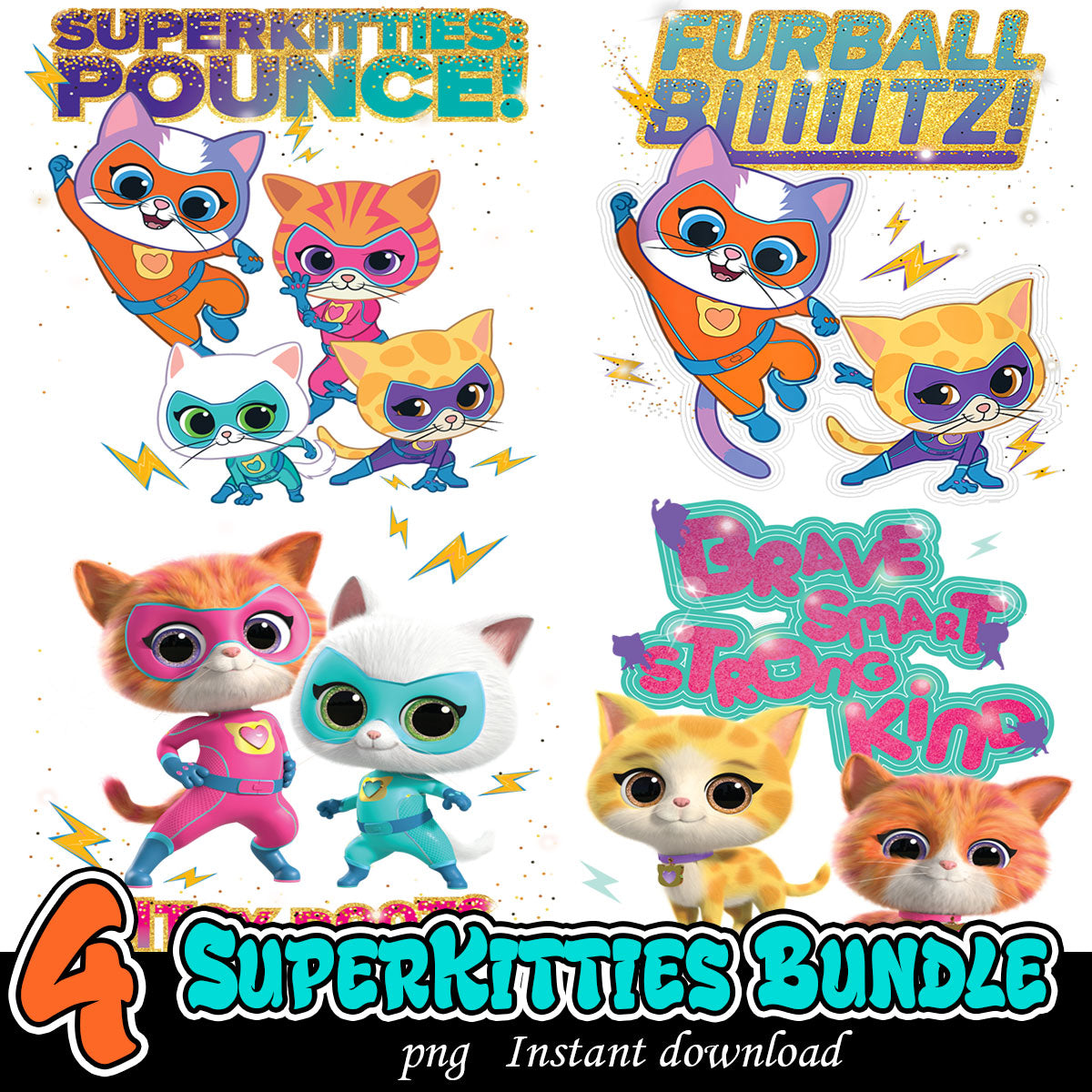 SuperKitties Bundle Png, Super Kitties cartoon png bundle