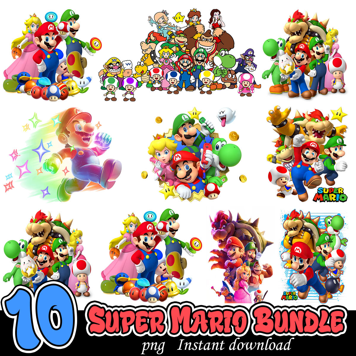 Super Mario Bundle PNG, Super Mario game friends bundle