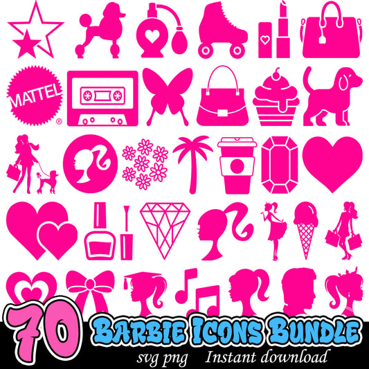 Barbie icons Bundle Svg, Barbie cartoon for girl bundle