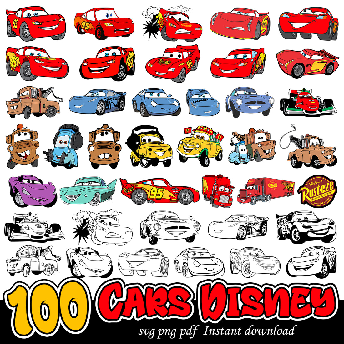 Car Disney svg Bundle, Disney Cars cartoon svg bundle – svg files for ...