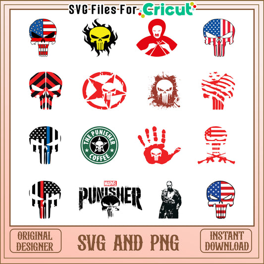 Punisher america Logo svg bundle, the punisher logo​ svg