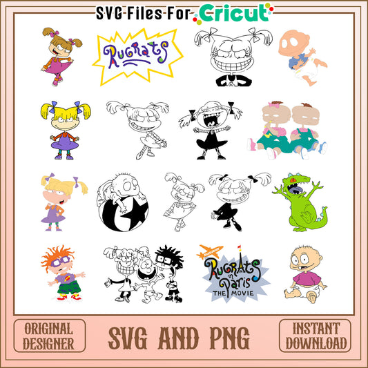 Rugrats cartoon svg bundle, cartoon rugrats characters​ svg