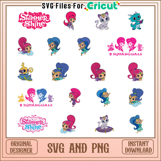 Shimmer and shine bundle design svg, shimmer and shine characters​ svg