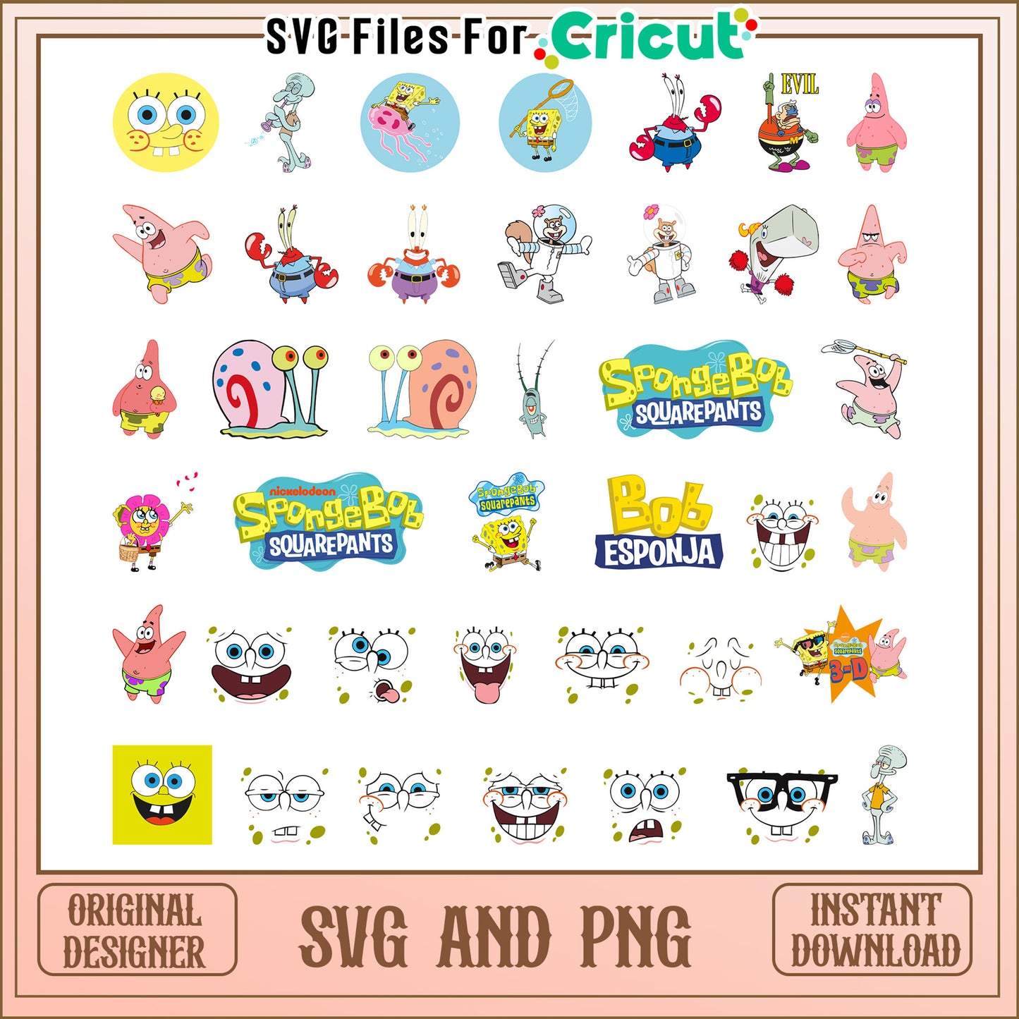 Spongebob squarepants bundle svg, spongebob squarepants character​