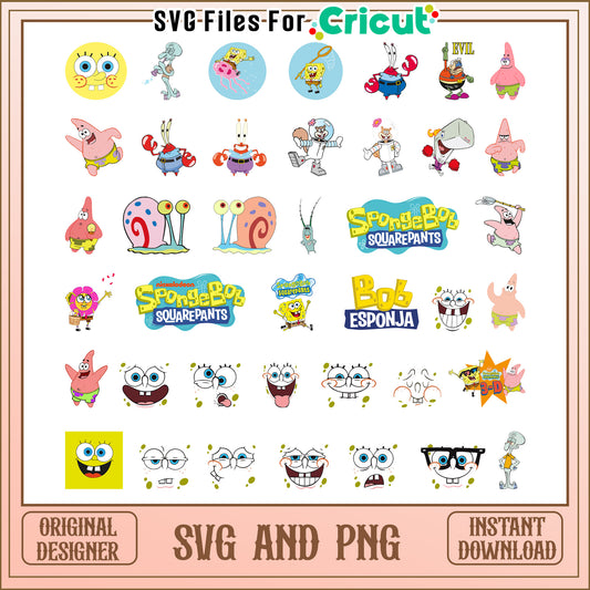 Spongebob squarepants bundle svg, spongebob squarepants character​