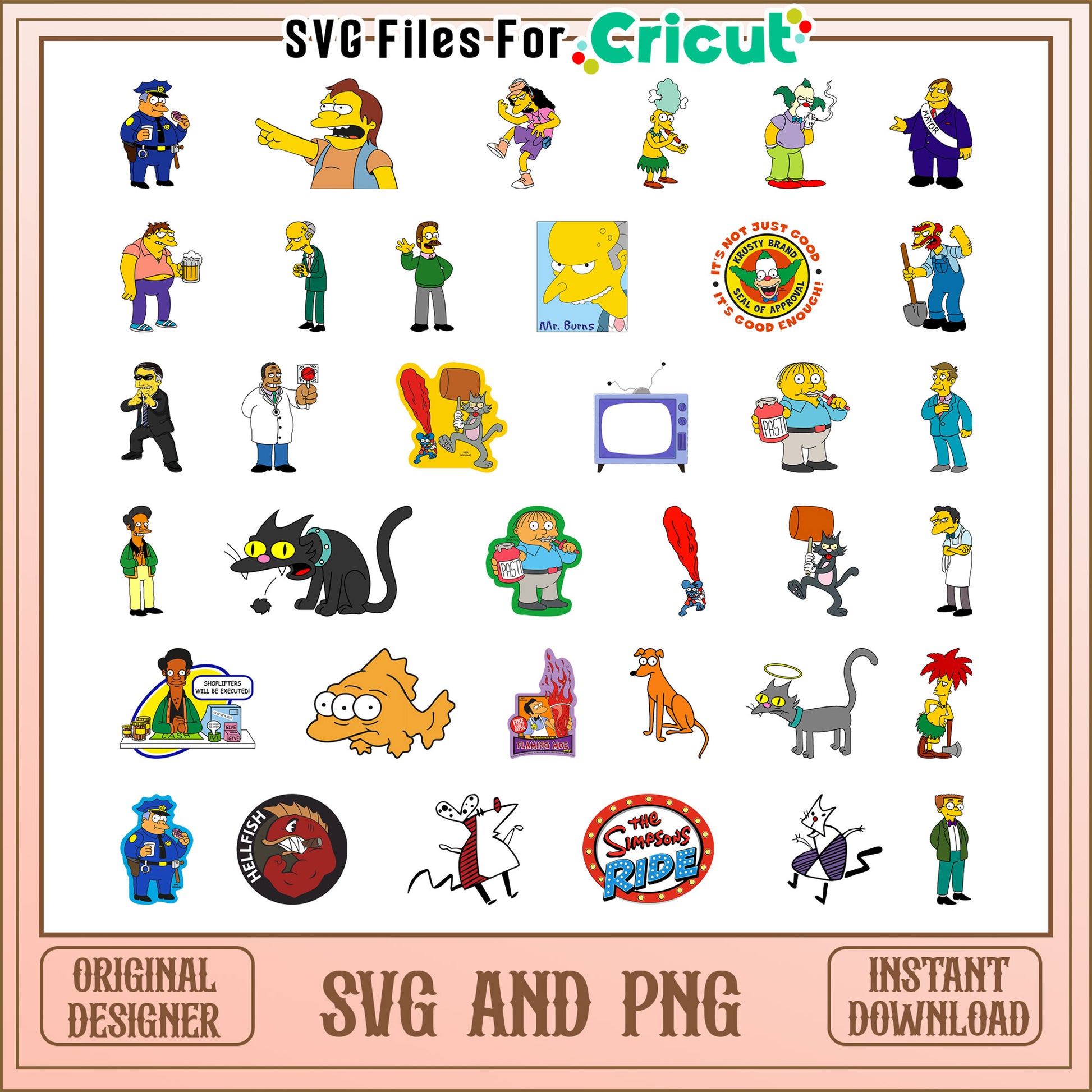 The simpsons cartoon bundle design svg, the simpsons​ svg