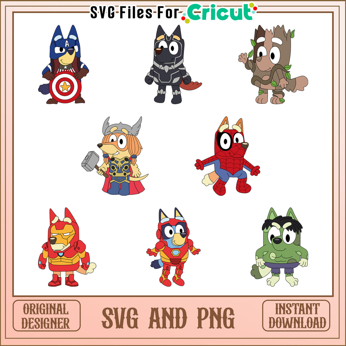 Bluey cosplay marvel bundle design svg, bluey the cartoon svg – svg ...