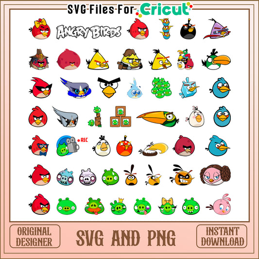 Angry birds members bundle svg, angry birds movie​ svg, cartoon svg