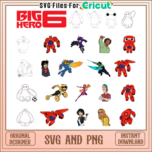 Big hero 6 cartoon bundle svg, big hero 6 characters​​ svg