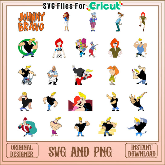 Johnny bravo bundle design svg, johnny bravo characters​ svg