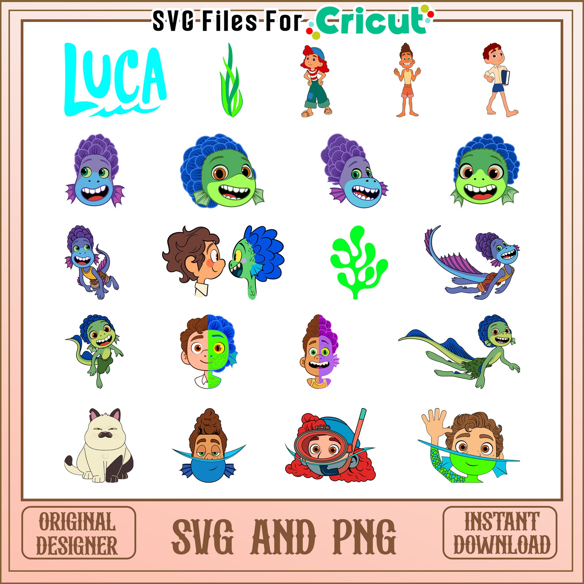 Luca characters bundle design svg, luca cartoon character​ svg