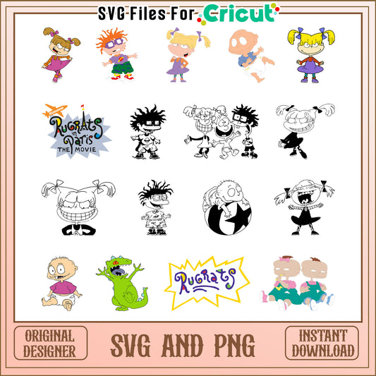 Rugrats cartoon characters bundle svg, rugrats in paris​ svg