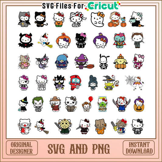 Hello kitty cosplay halloween bundle svg, halloween hello kitty​ svg