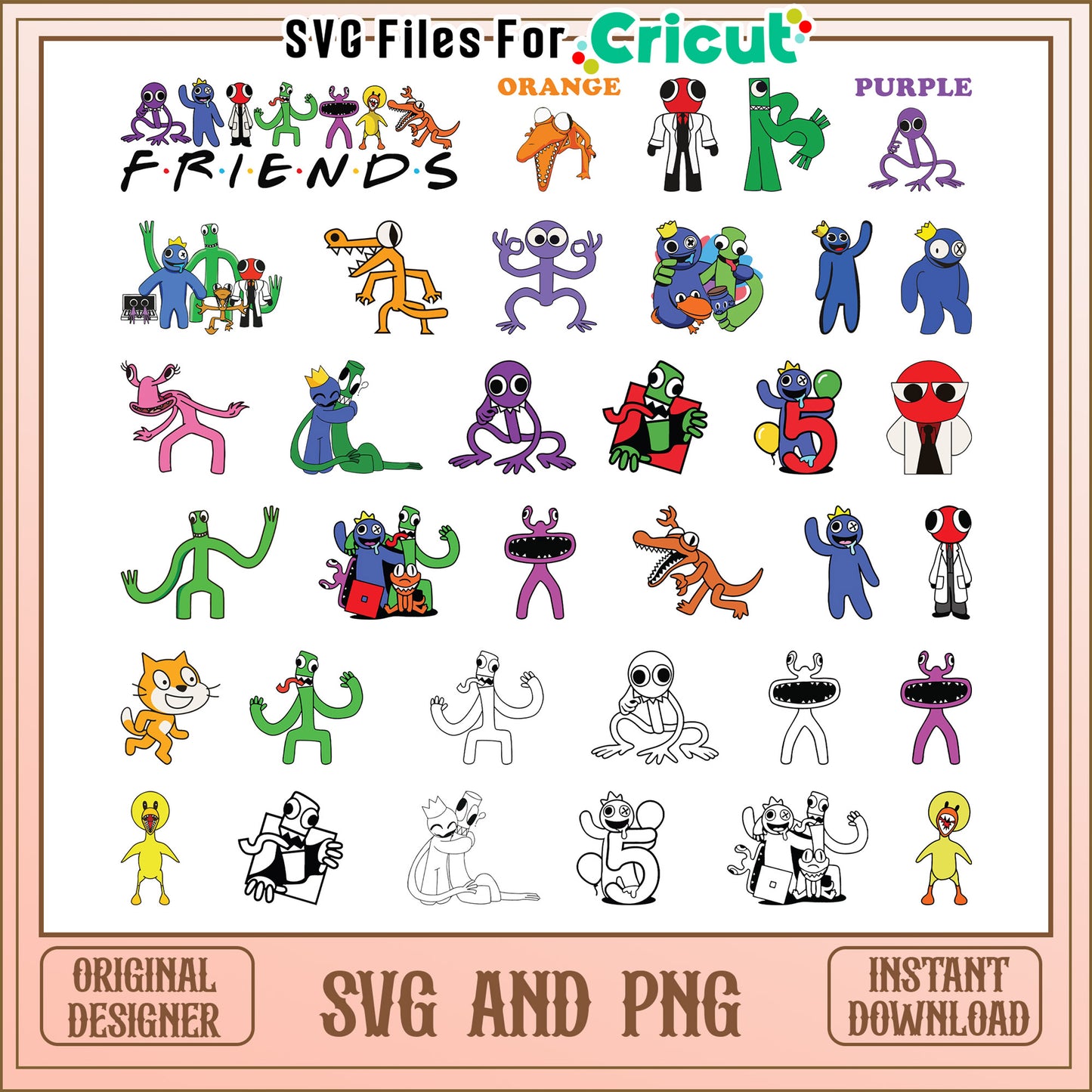 Rainbow friends characters bundle svg, rainbow friends​ svg