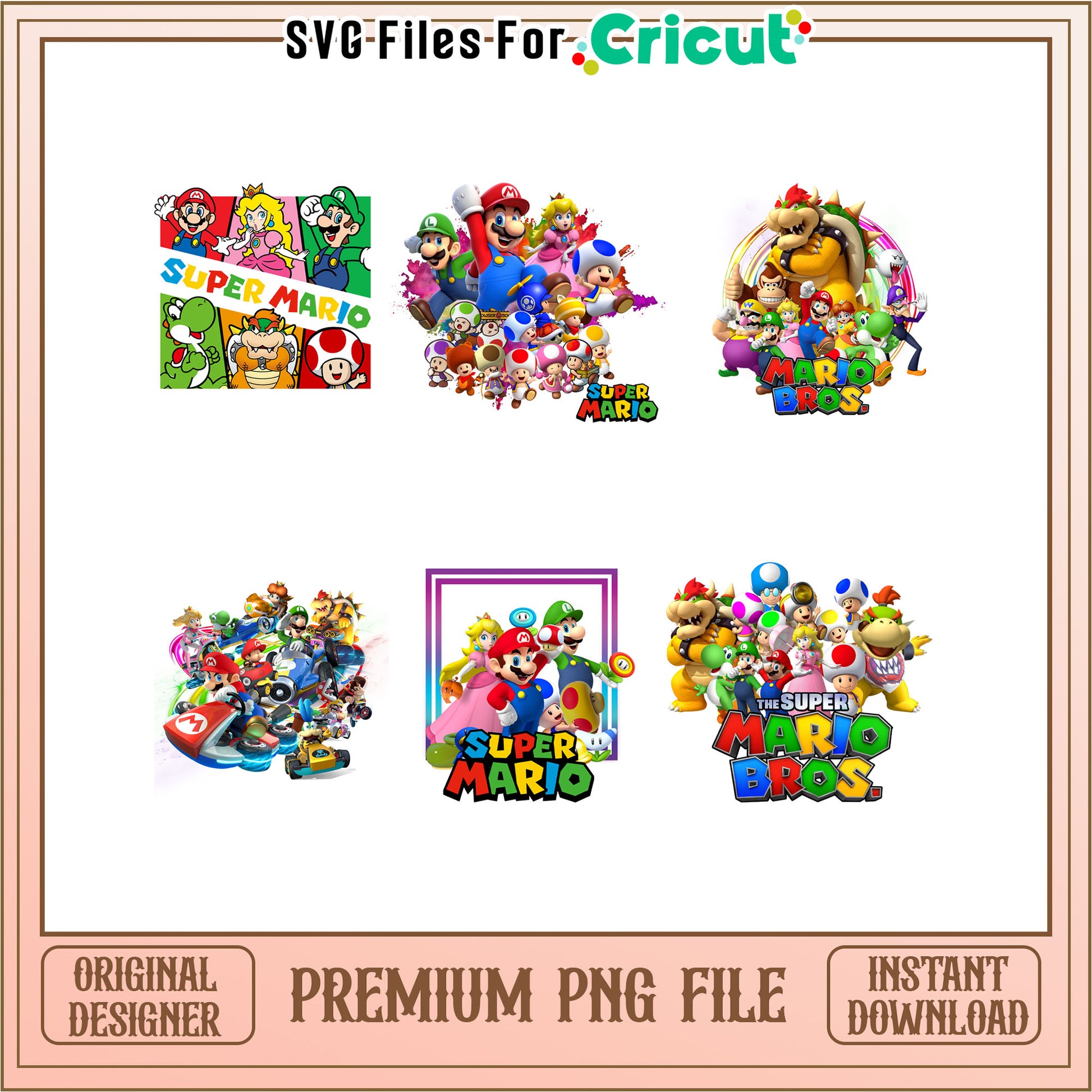 Super mario family characters bundle png, super mario​ png