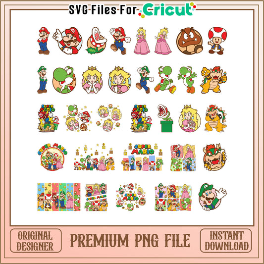 Super mario cartoon design bundle png, super mario the cartoon​ png