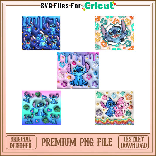 Disney stitch tumbler bundle png, disney stitch​ png, cartoon png