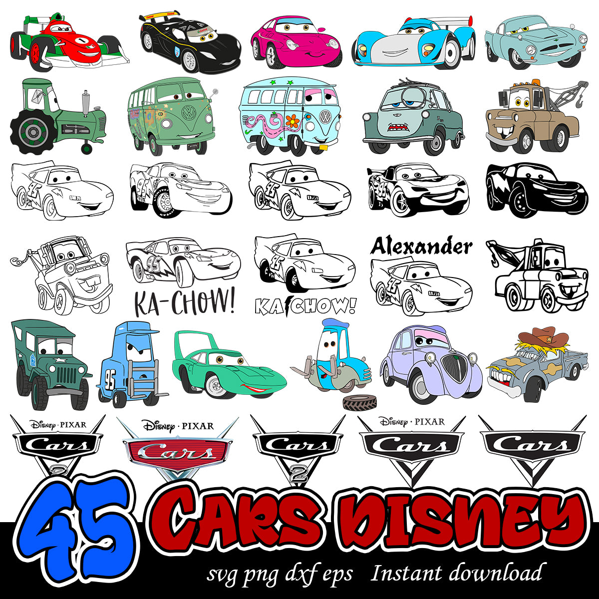 Disney Car svg Bundle, Cars cartoon movies svg bundle