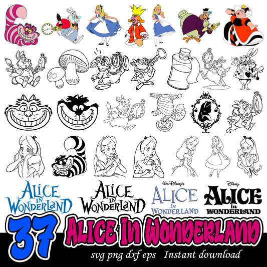 Disney Alice In Wonderland Bundle, Disney Alice world svg bundle