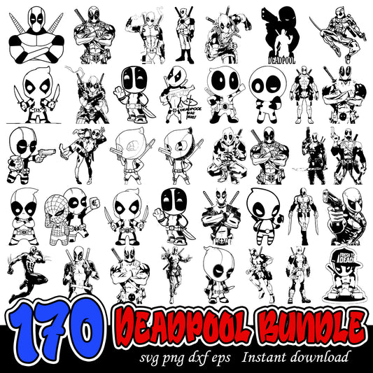 Deadpool black and white Bundle, Marvels Deadpool movies svg bundle
