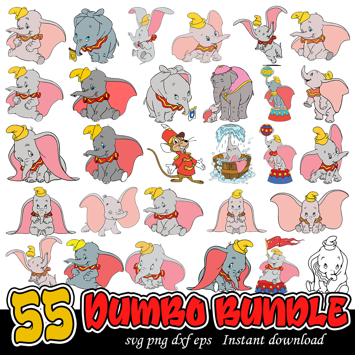 Dumbo svg bundle, Disney Dumbo cartoon svg bundle