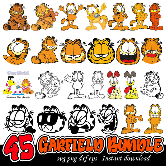 Garfield svg Bundle, Garfield cartoon cute cat svg bundle