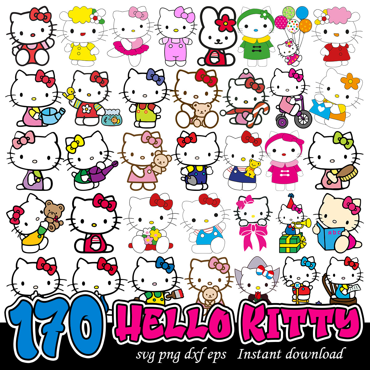 Hello Kitty Raster Hello Kitty svg Bundle, Hello cute Kitty svg bundle – svg files for cricut