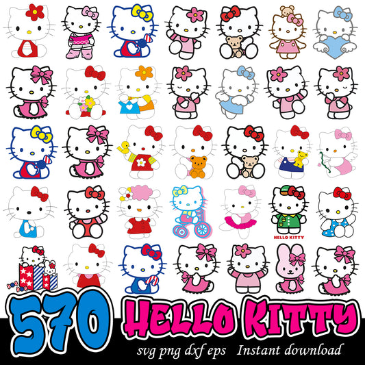 Hello Kitty cartoon Bundle, Hello cute Kitty svg bundle