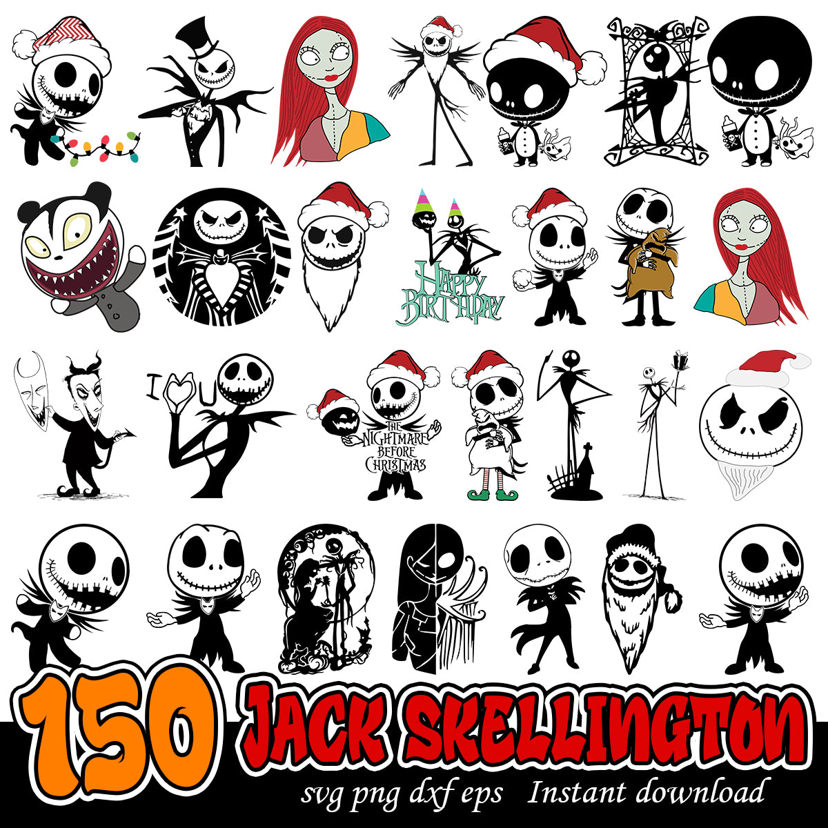 Jack Skellington Bundle, Halloween characters svg bundle