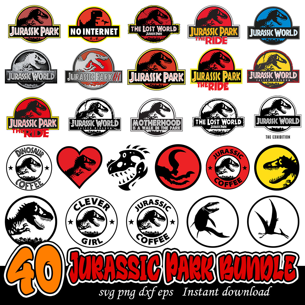 Jurassic Park Bundle Jurassic Park Movies Svg Bundle Svg Files For