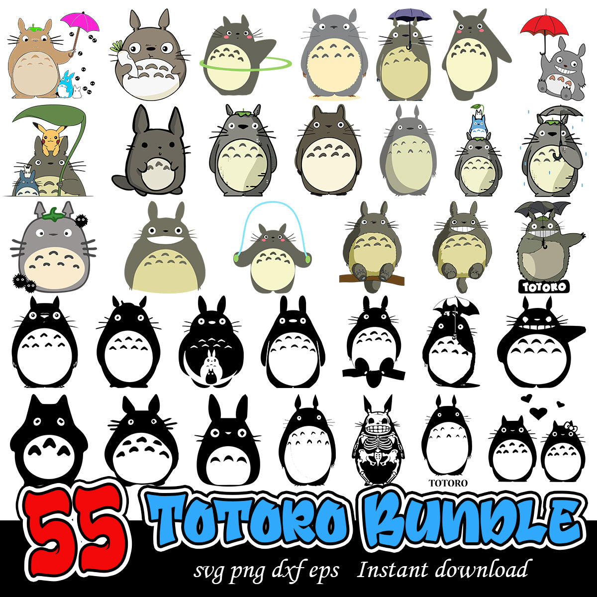 Totoro svg Bundle, Studio Ghibli cartoon svg bundle