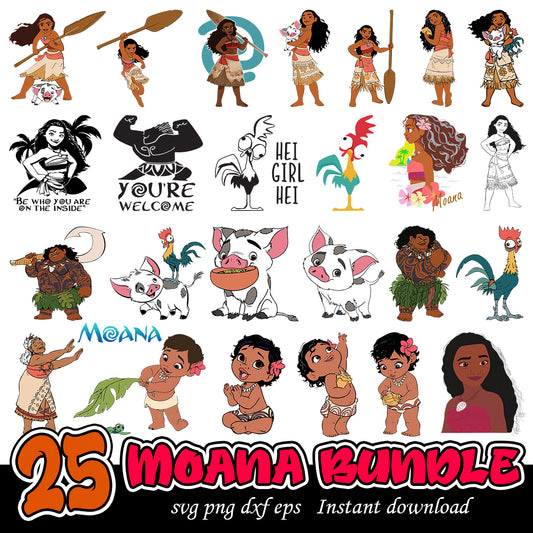 Disney Moana Svg bundle, Disney cartoon princess svg bundle