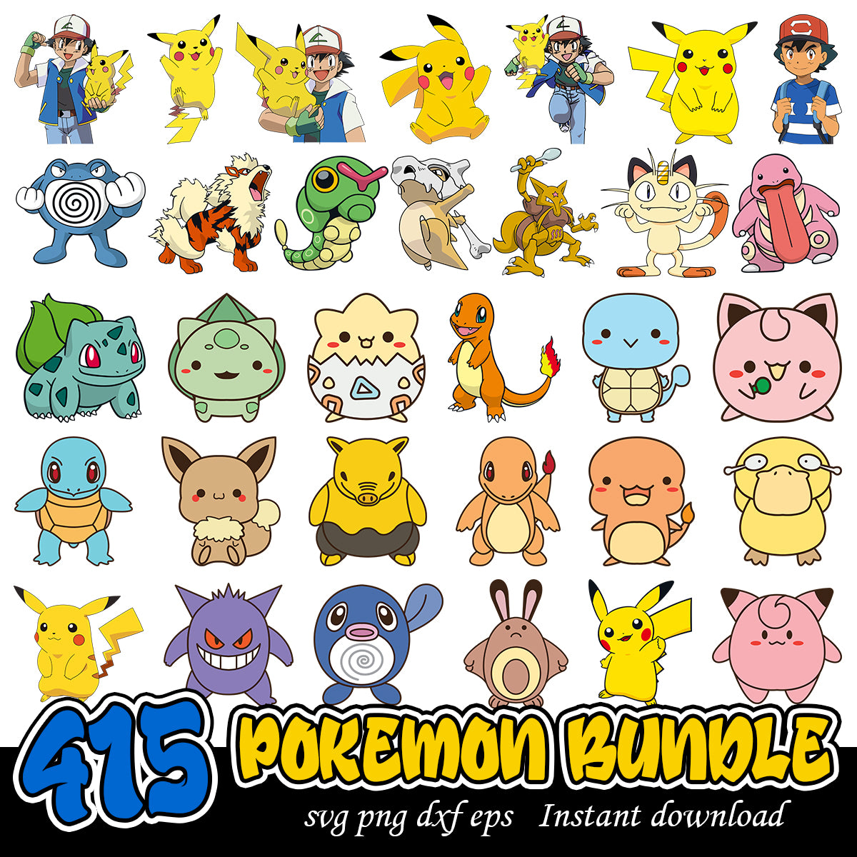 Pokemon cartoon svg bundle, Pokemon Pikachu svg bundle