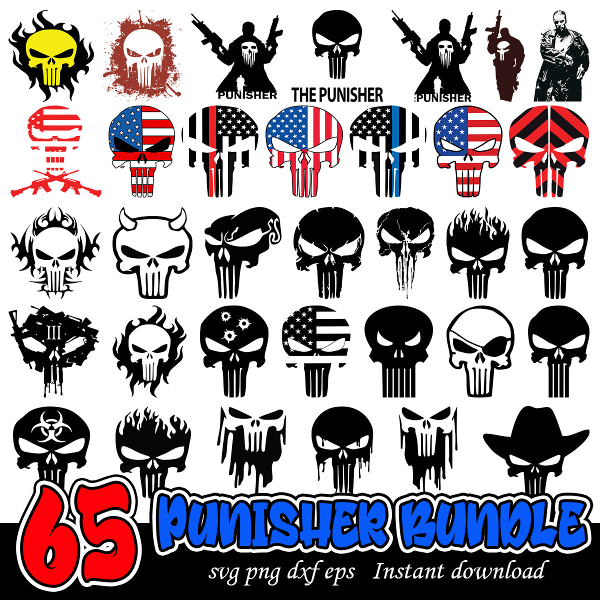 Punisher svg bundle, Punisher skull art svg bundle