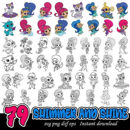 Shimmer and shine SVG bundle, Shimmer and shine cartoon characters svg bundle