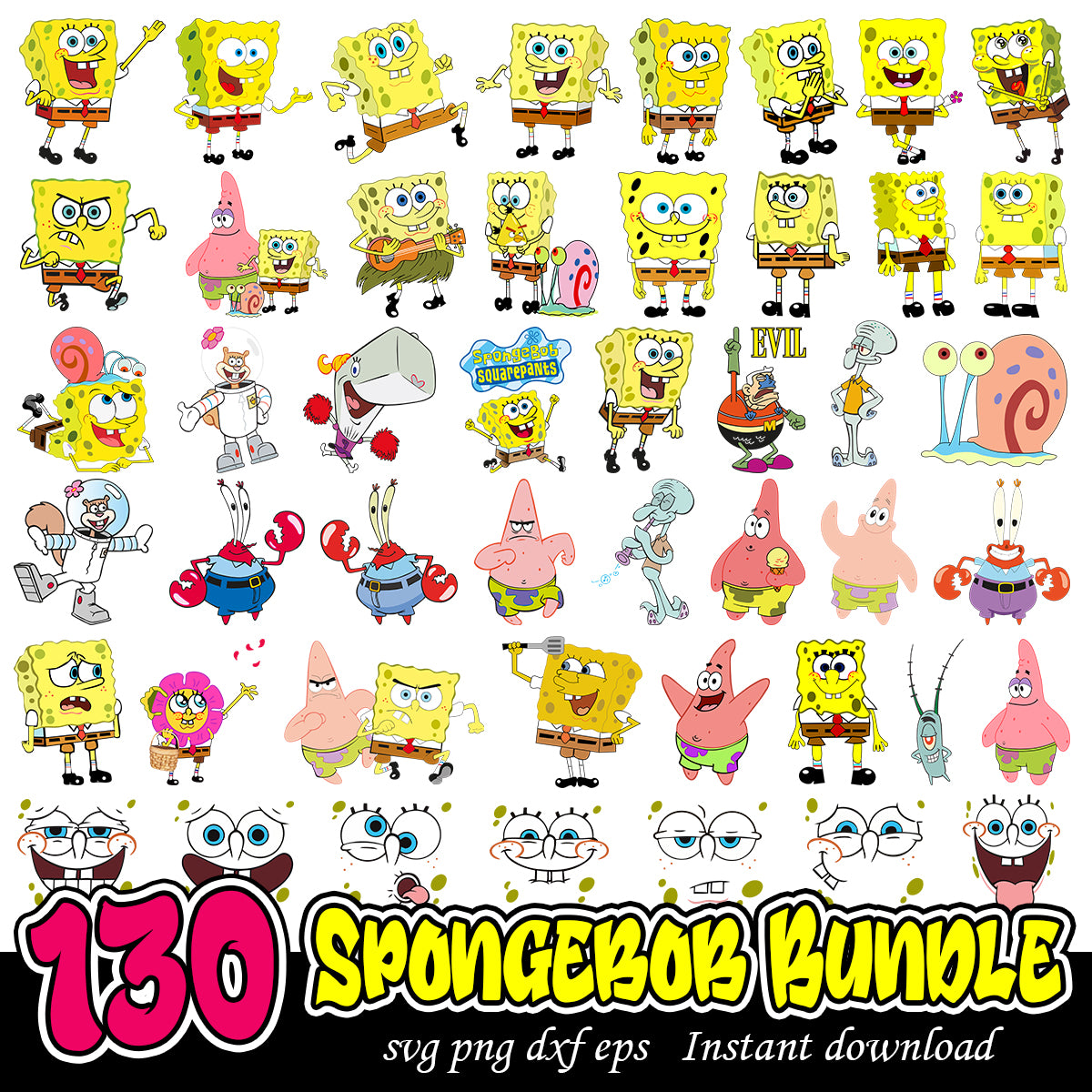 Spongebob Svg Bundle, Spongebob cartoon characters svg bundle