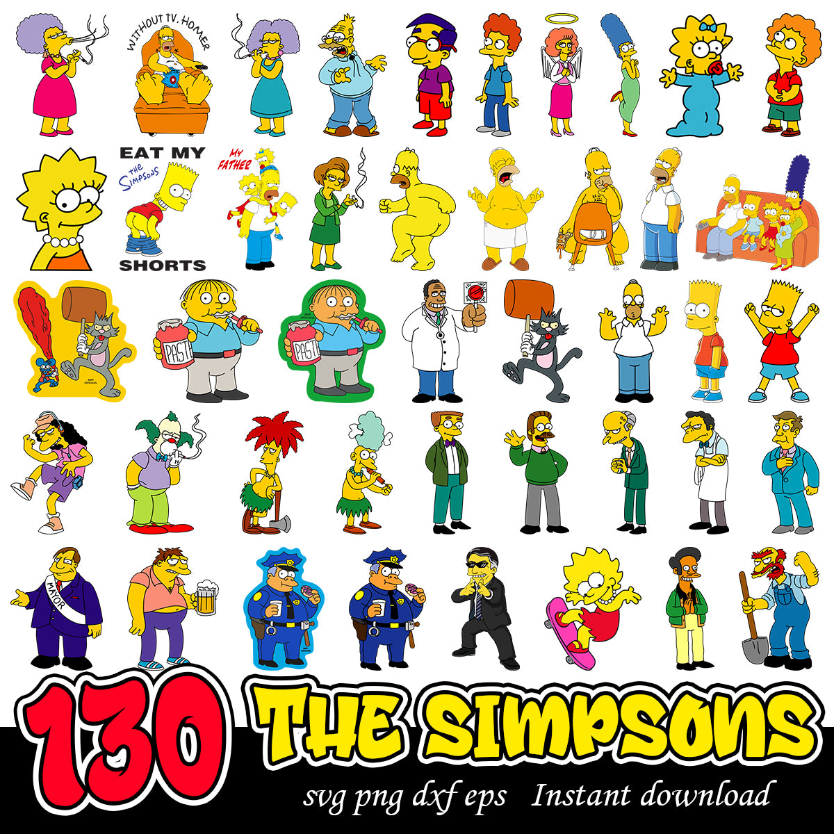 The Simpsons family bundle, Simpsons series characters svg bundle