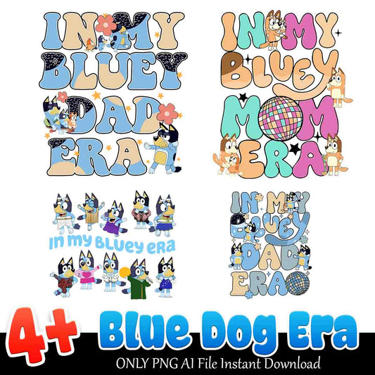 In My Blue Dog Era Png, Bluey cartoon png bundle