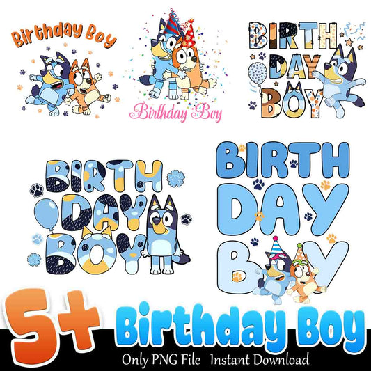 Bluey birthday boy Png, Bluey cartoon png bundle
