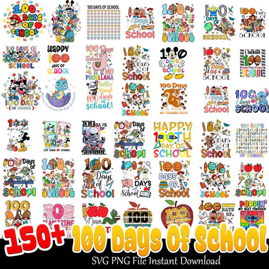 Big Bundle 100 Days Of School Png Svg, Happy 100 days of school 